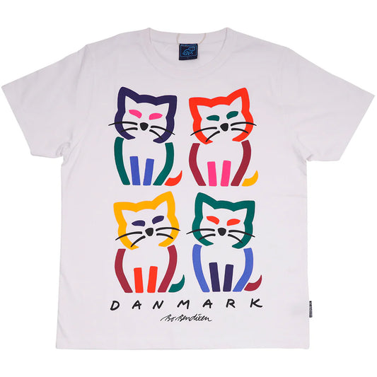 Bo Bendixen T-Shirt weiß 4 Katzen
