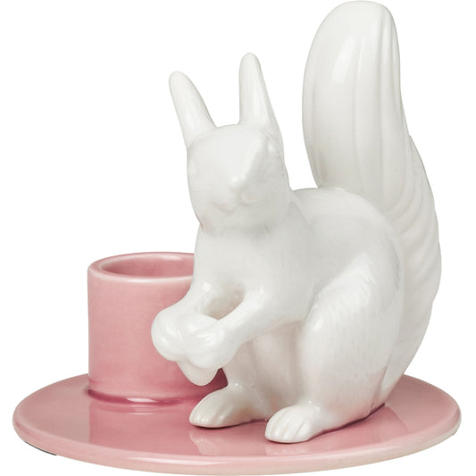 Dottir Nordic Design Sweet Stories Eichhörnchen Kerzenständerr rötlich, weiß Höhe 8,5 cm