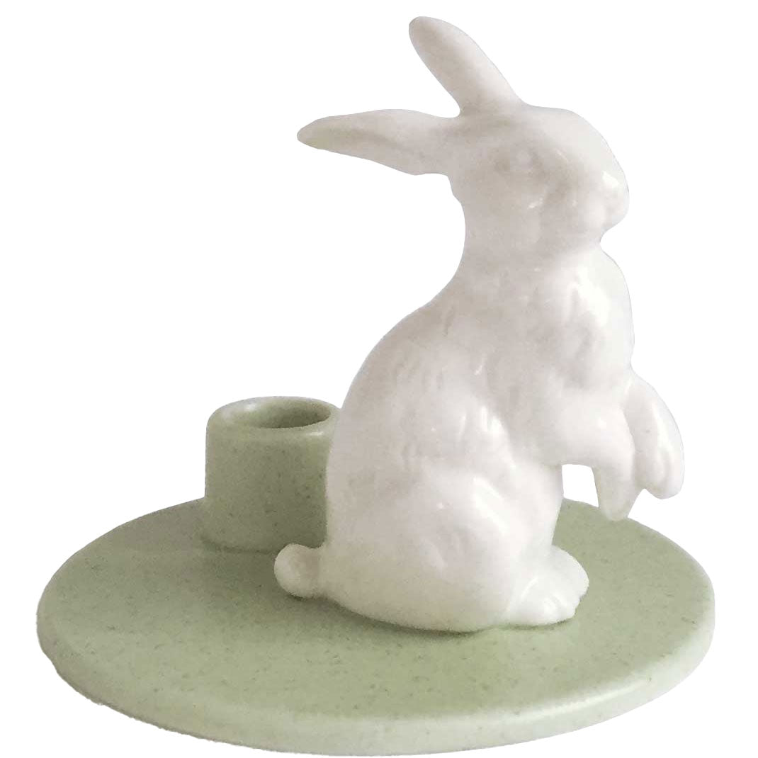 Dottir Nordic Design Sweet Stories Kerzenständer Hase Höhe 8 cm salbeigrün, weiß