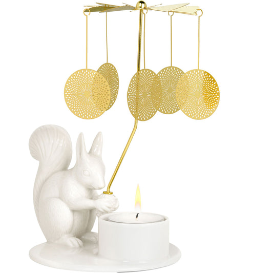 Dottir Nordic Design Winter Stories Drehlicht Eichhörnchen mit Engelsglockenspiel Höhe 18 cm