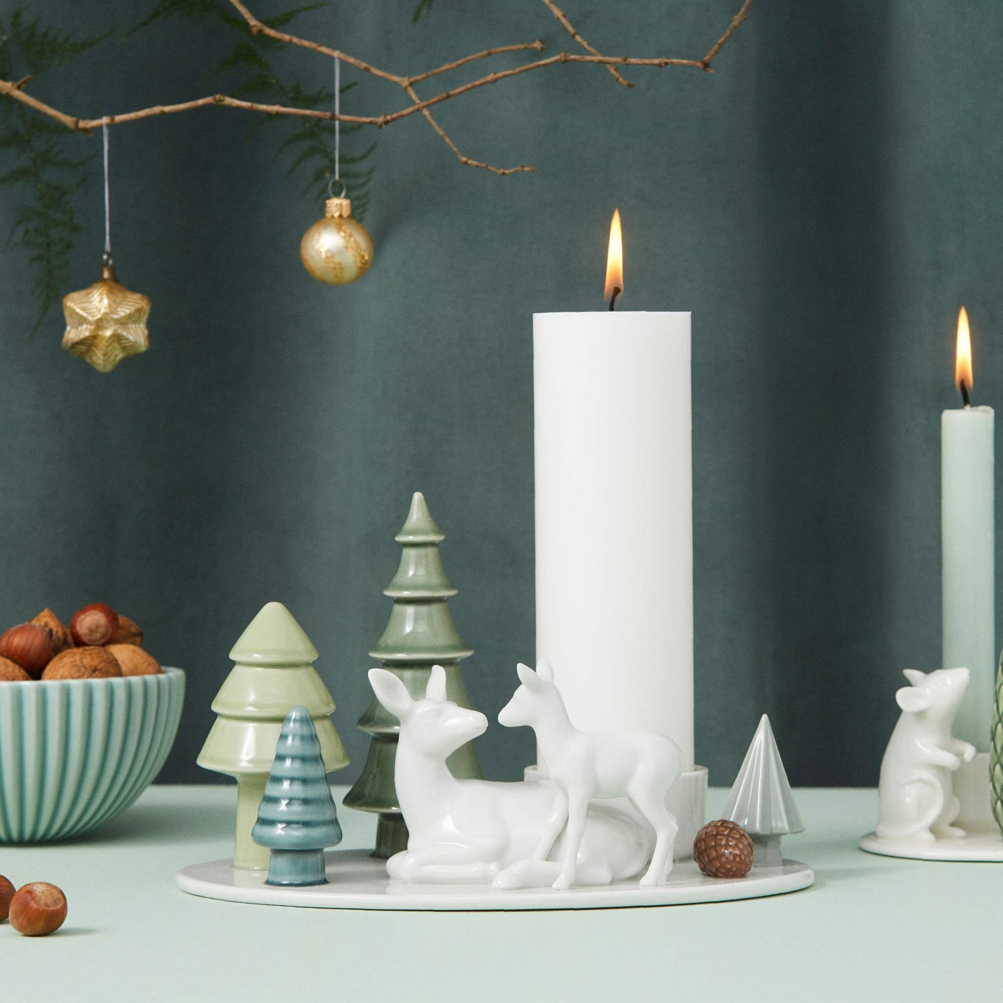 Dottir Nordic Design Winter Stories Kerzenständer Reh & Kitz Höhe 14,3 cm Breite 23,5 cm