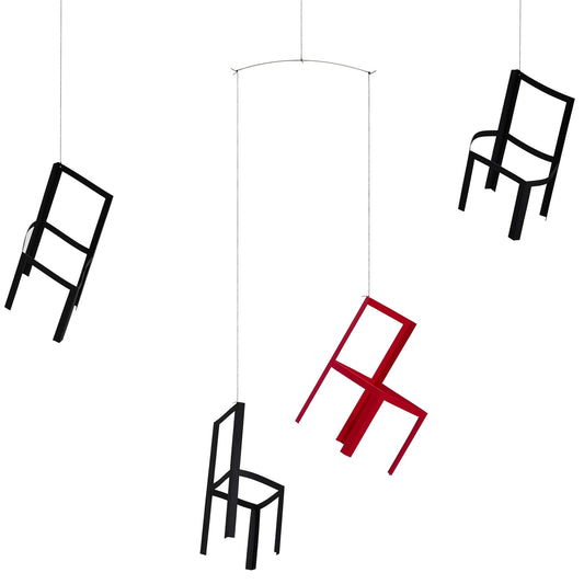 Flensted Mobiles Fliegende Stühle Karton 55x45 cm schwarz, rot