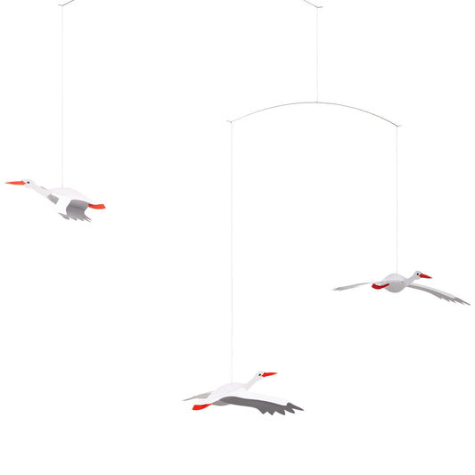 Flensted Mobiles Glückliche Störche Karton 38x45 cm schwarz, grau, weiß