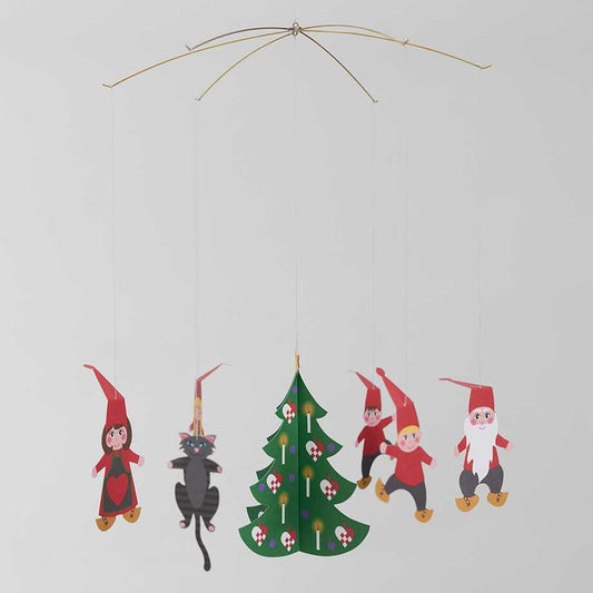 Flensted Mobiles Nisse Familie Karton 25x40 cm grün, rot