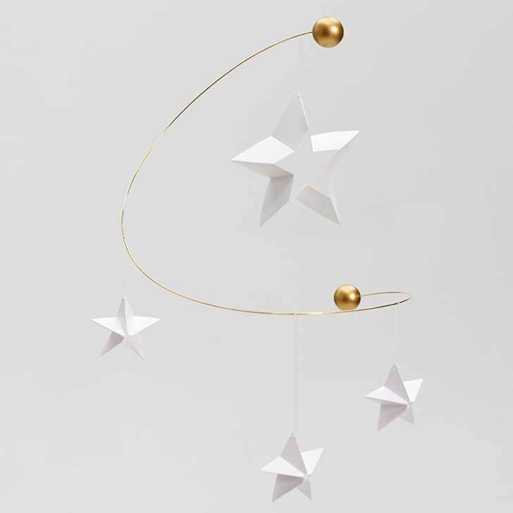 Flensted Mobiles Sternennacht 4 Holz & Folie 25x25 cm weiß gold