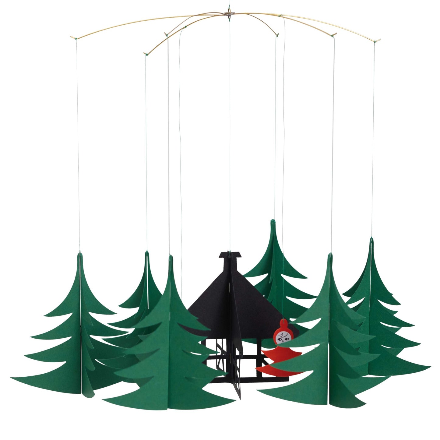 Flensted Mobiles Weihnachtswald Karton 28x28 cm tannengrün, rot