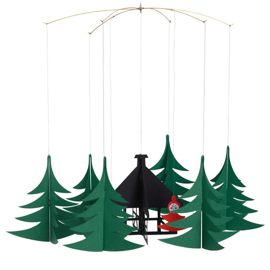 Flensted Mobiles Weihnachtswald Karton 28x28 cm tannengrün, rot