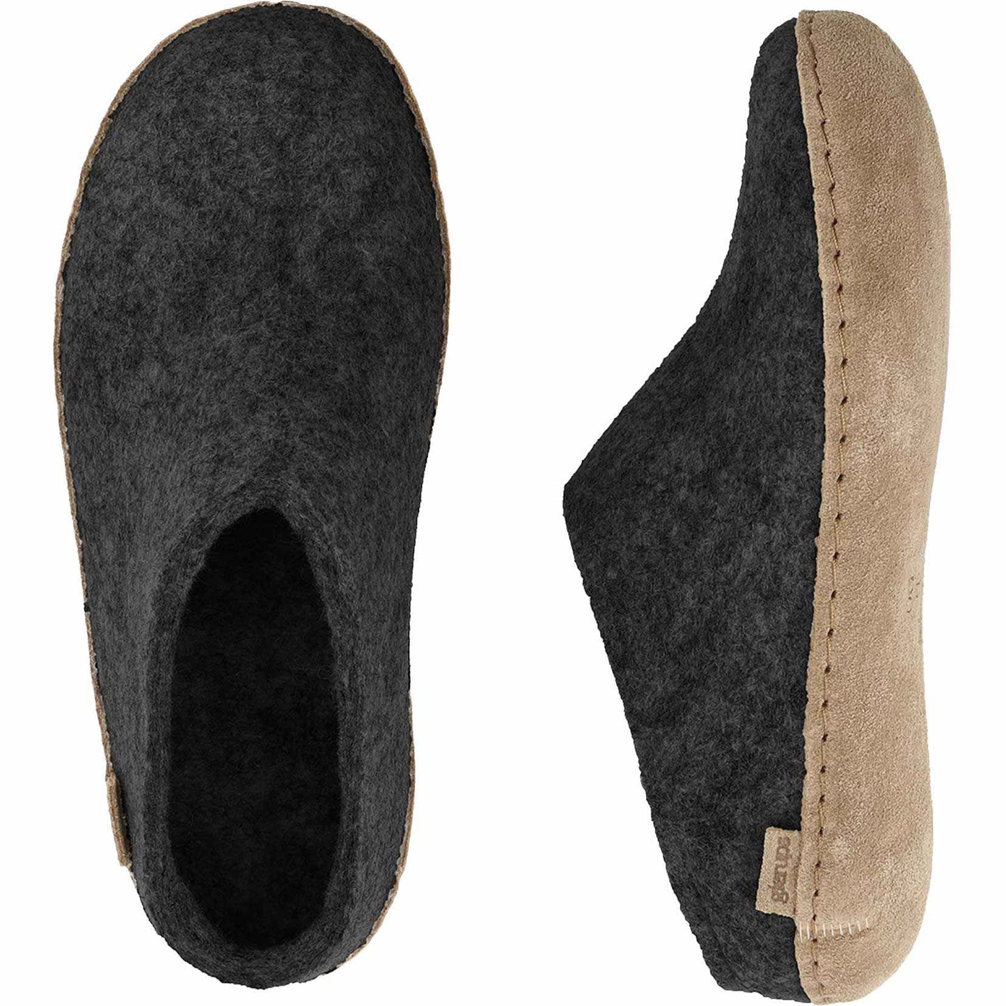 Glerups Pantoffel Modell B mit Ledersohle – Dein natürlicher Hüttenschuh aus Gotland-Woll