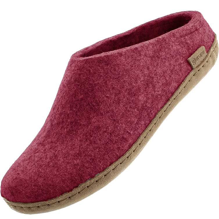 Glerups Pantoffel Modell B mit Ledersohle – Dein natürlicher Hüttenschuh aus Gotland-Woll