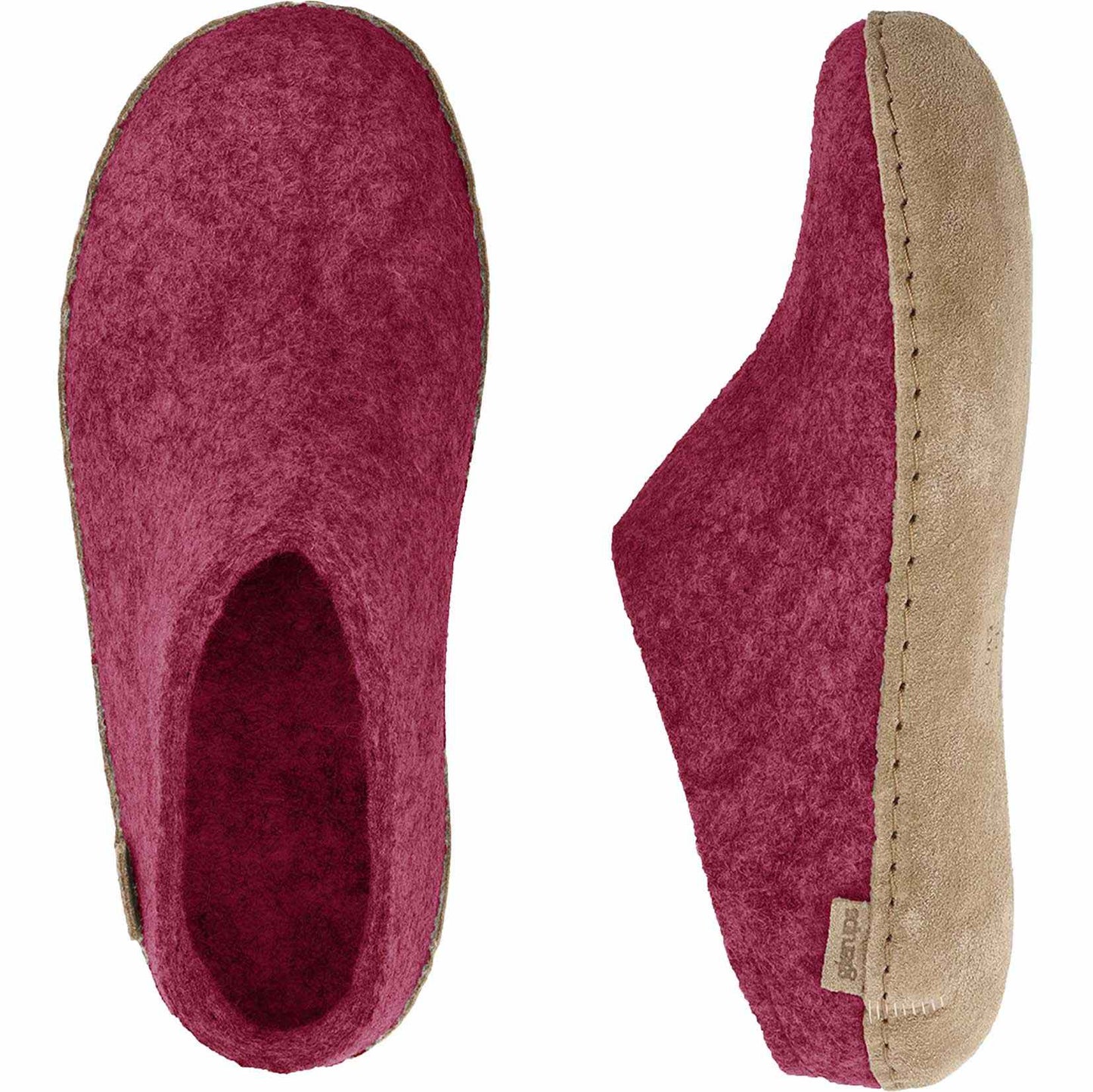 Glerups Pantoffel Modell B mit Ledersohle – Dein natürlicher Hüttenschuh aus Gotland-Woll