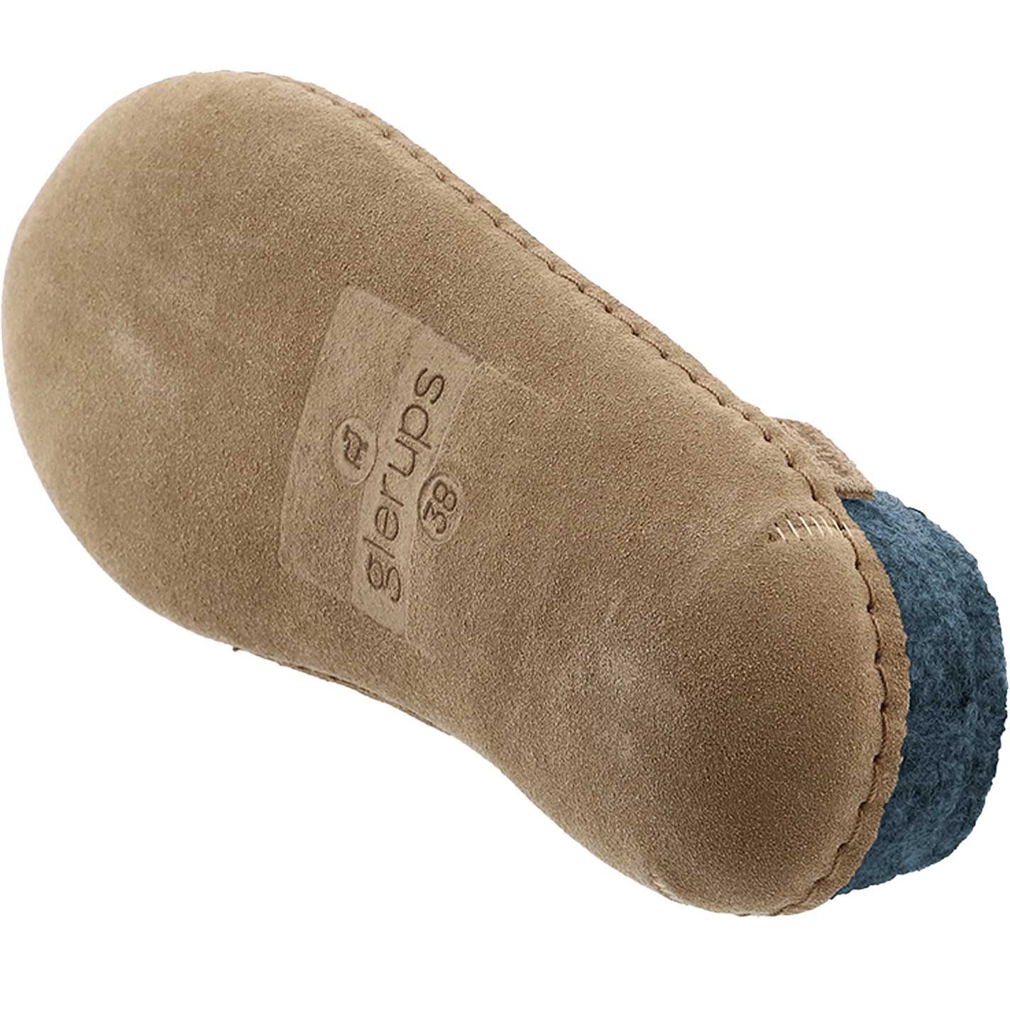 Glerups Pantoffel Modell B mit Ledersohle – Dein natürlicher Hüttenschuh aus Gotland-Woll