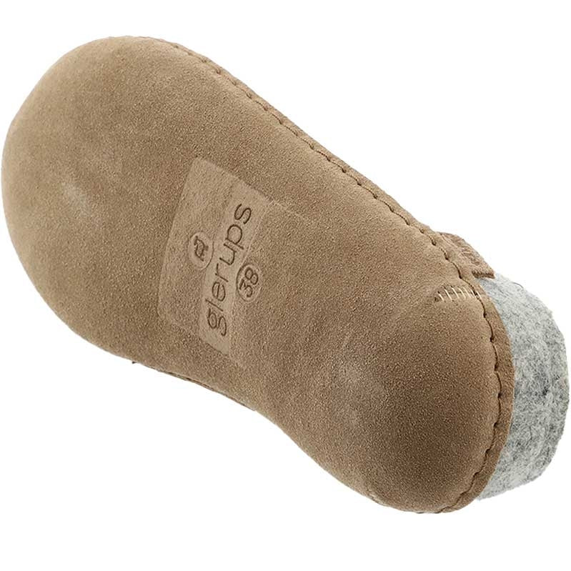 Glerups Pantoffel Modell B mit Ledersohle – Dein natürlicher Hüttenschuh aus Gotland-Woll