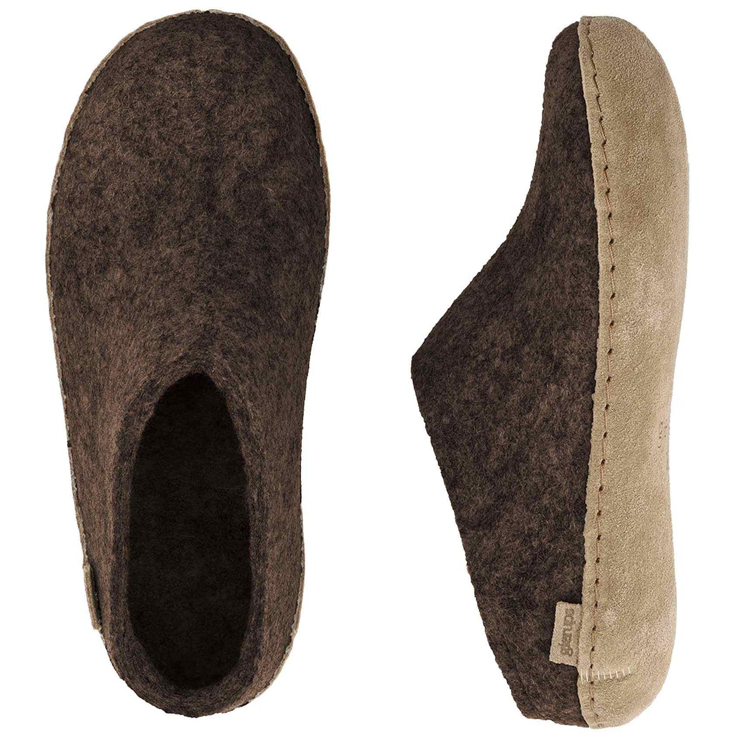 Glerups Pantoffel Modell B mit Ledersohle – Dein natürlicher Hüttenschuh aus Gotland-Woll