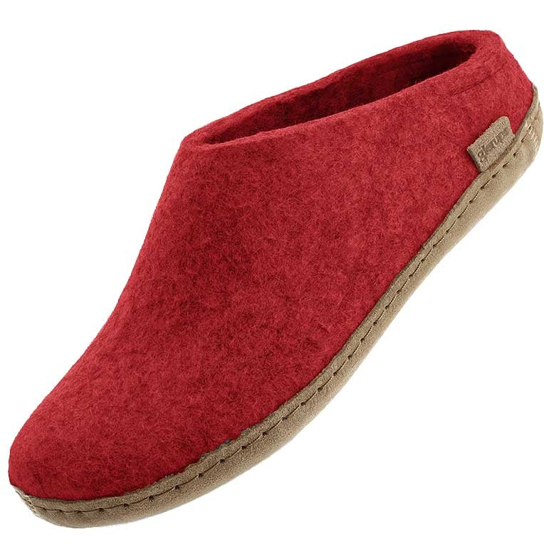 Glerups Pantoffel Modell B mit Ledersohle – Dein natürlicher Hüttenschuh aus Gotland-Woll