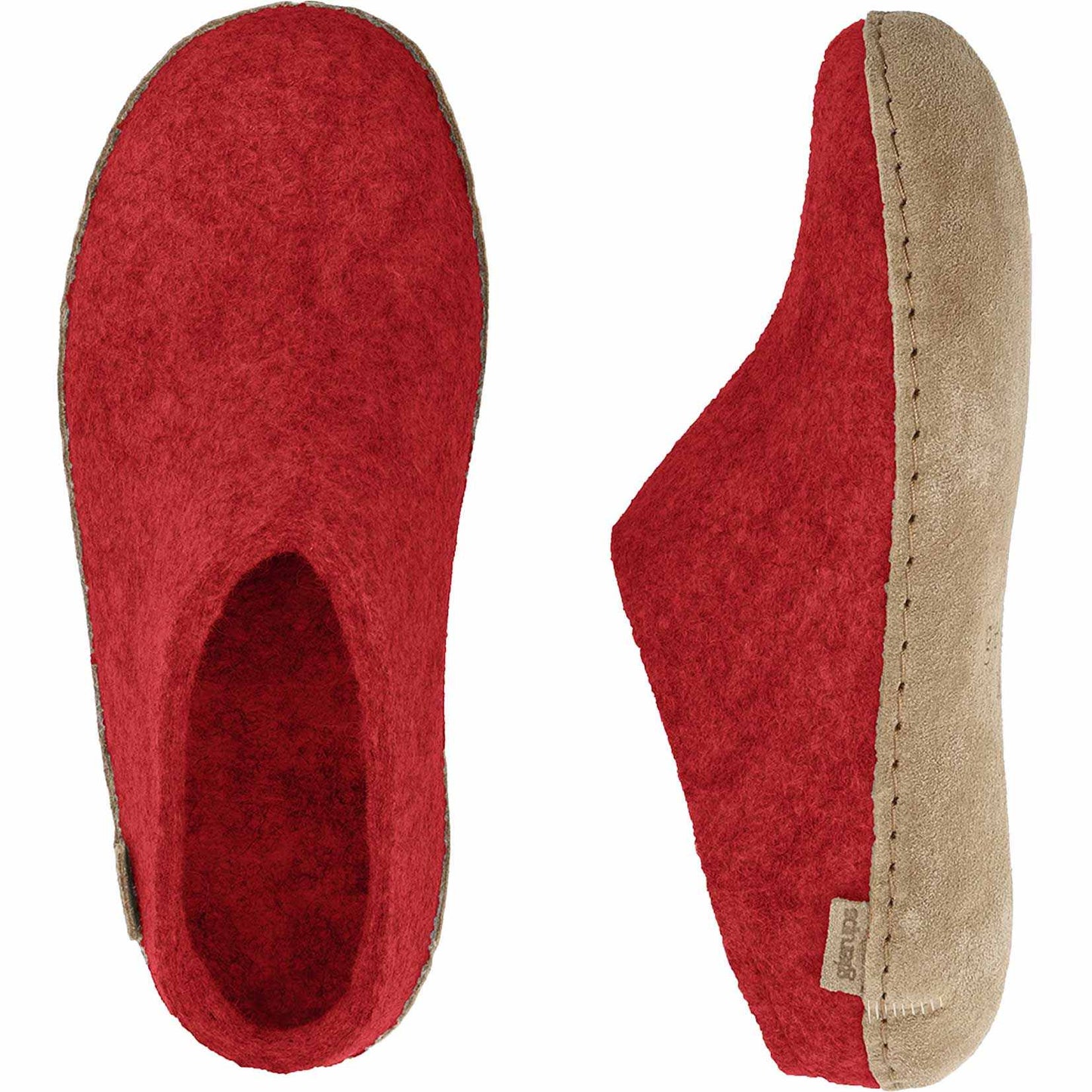 Glerups Pantoffel Modell B mit Ledersohle – Dein natürlicher Hüttenschuh aus Gotland-Woll