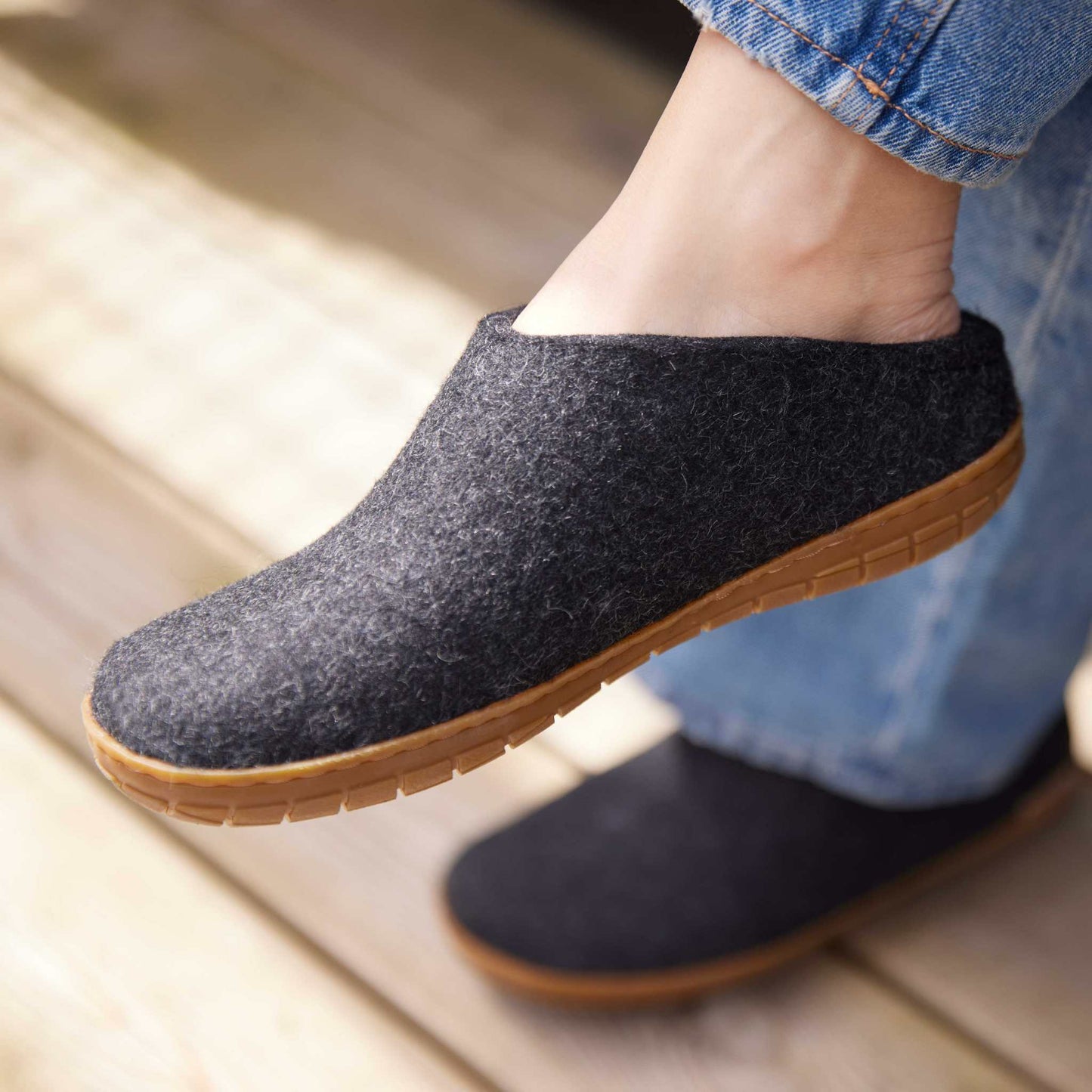 Glerups Pantoffel Modell B mit Kautschuksohle – Der Allrounder für Outdoor & Indoor
