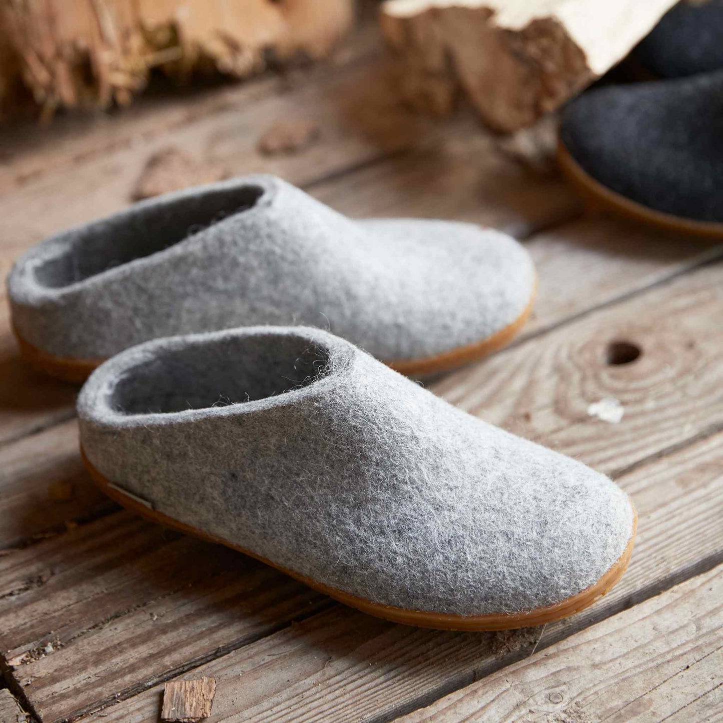 Glerups Pantoffel Modell B mit Kautschuksohle – Der Allrounder für Outdoor & Indoor
