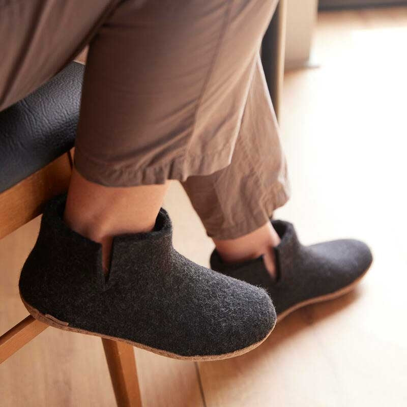 Glerups Stiefel Modell G mit Ledersohle - Dein natürlicher Hüttenschuh aus Gotland-Wolle