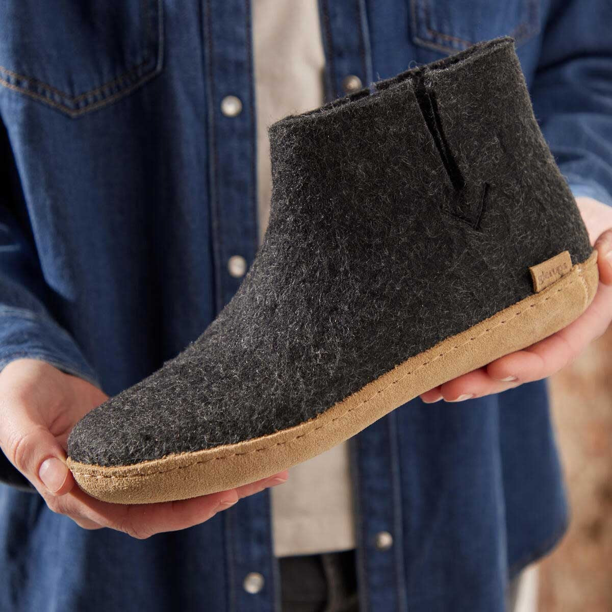 Glerups Stiefel Modell G mit Ledersohle - Dein natürlicher Hüttenschuh aus Gotland-Wolle