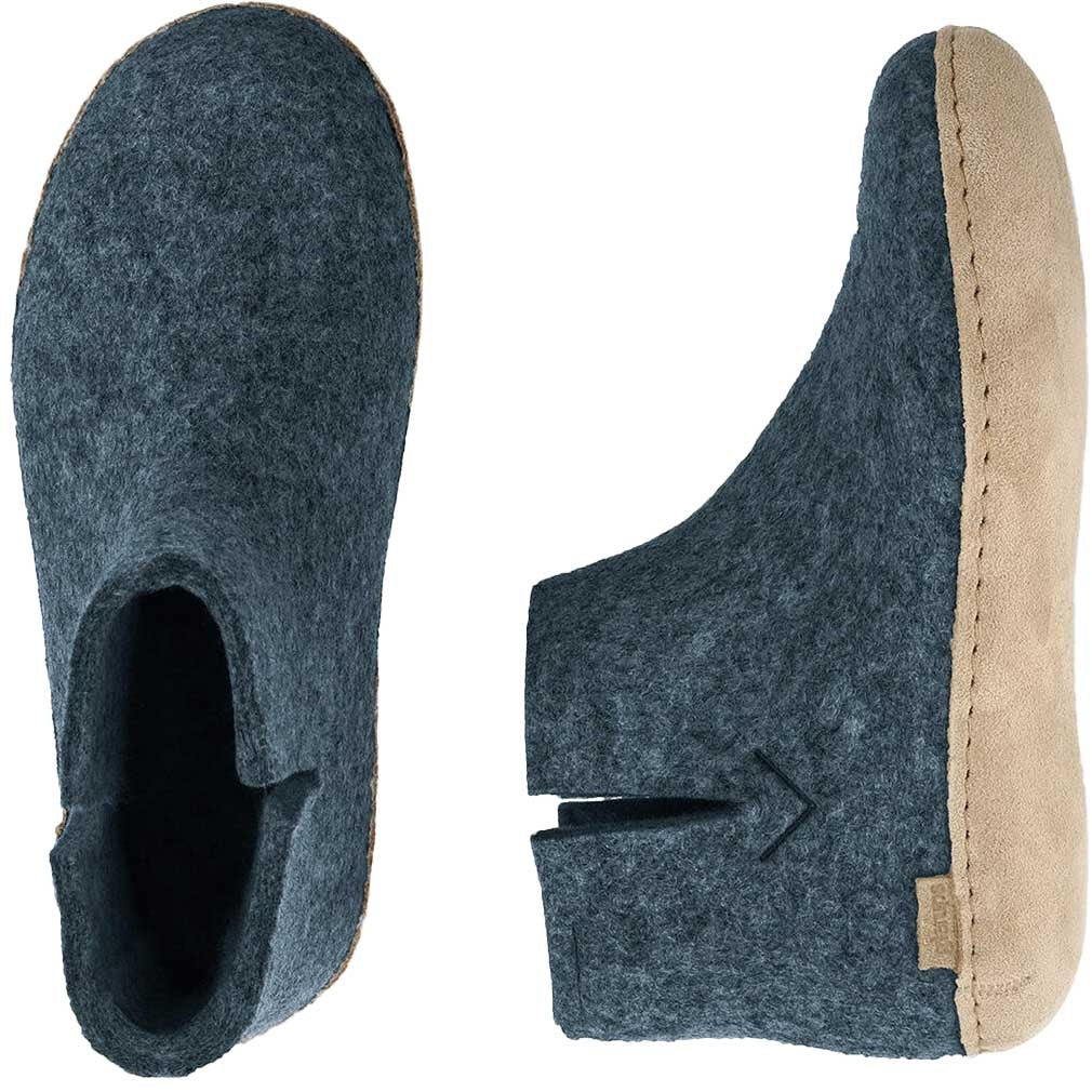 Glerups Stiefel Modell G mit Ledersohle - Dein natürlicher Hüttenschuh aus Gotland-Wolle