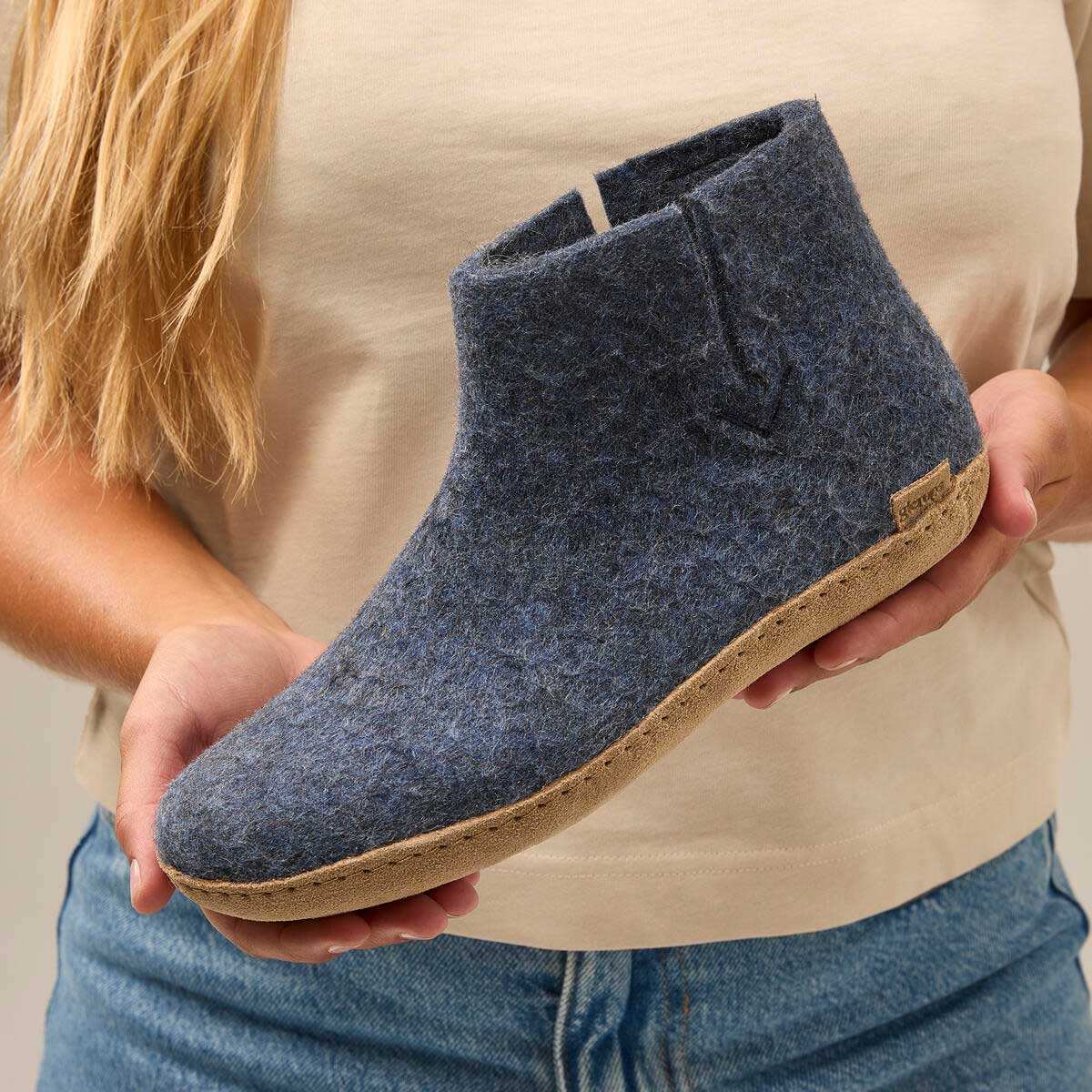 Glerups Stiefel Modell G mit Ledersohle - Dein natürlicher Hüttenschuh aus Gotland-Wolle