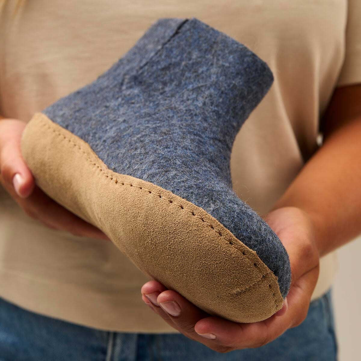 Glerups Stiefel Modell G mit Ledersohle - Dein natürlicher Hüttenschuh aus Gotland-Wolle
