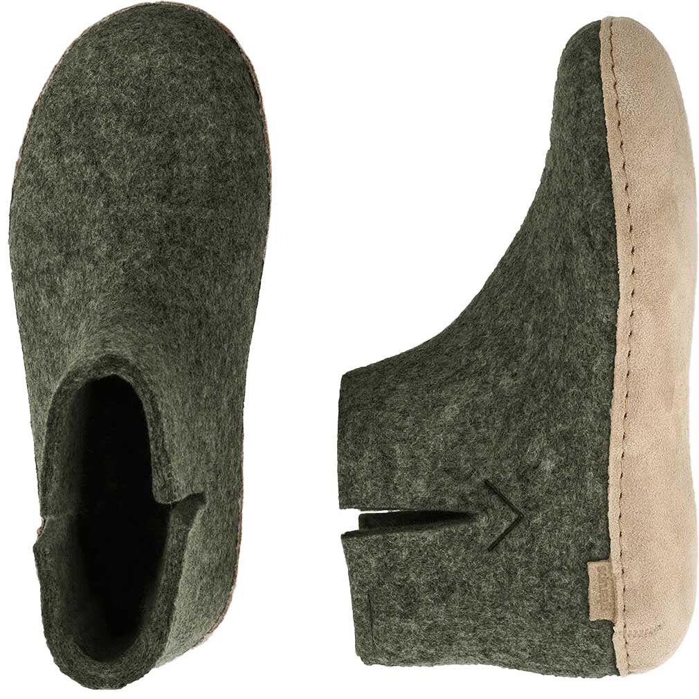 Glerups Stiefel Modell G mit Ledersohle - Dein natürlicher Hüttenschuh aus Gotland-Wolle