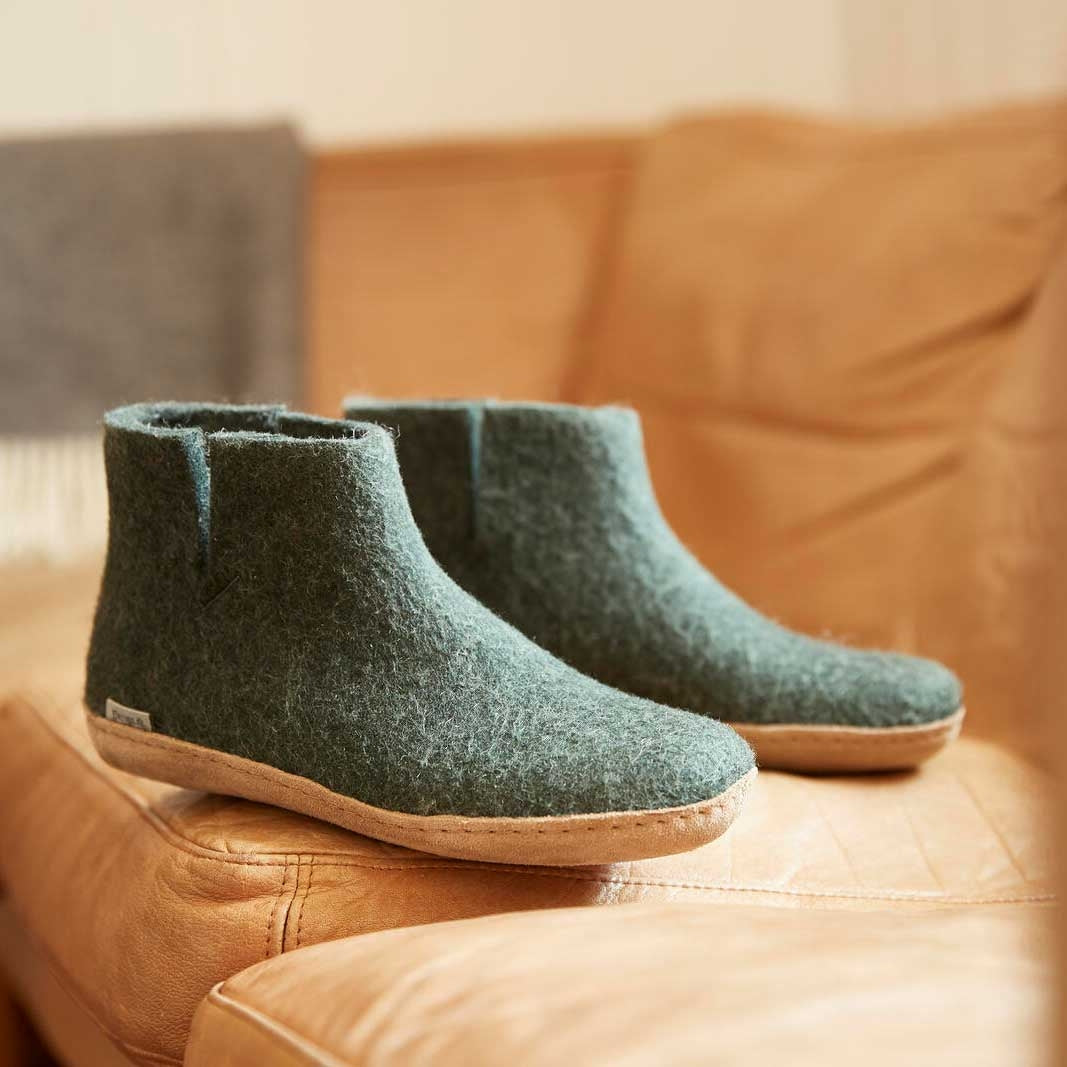 Glerups Stiefel Modell G mit Ledersohle - Dein natürlicher Hüttenschuh aus Gotland-Wolle