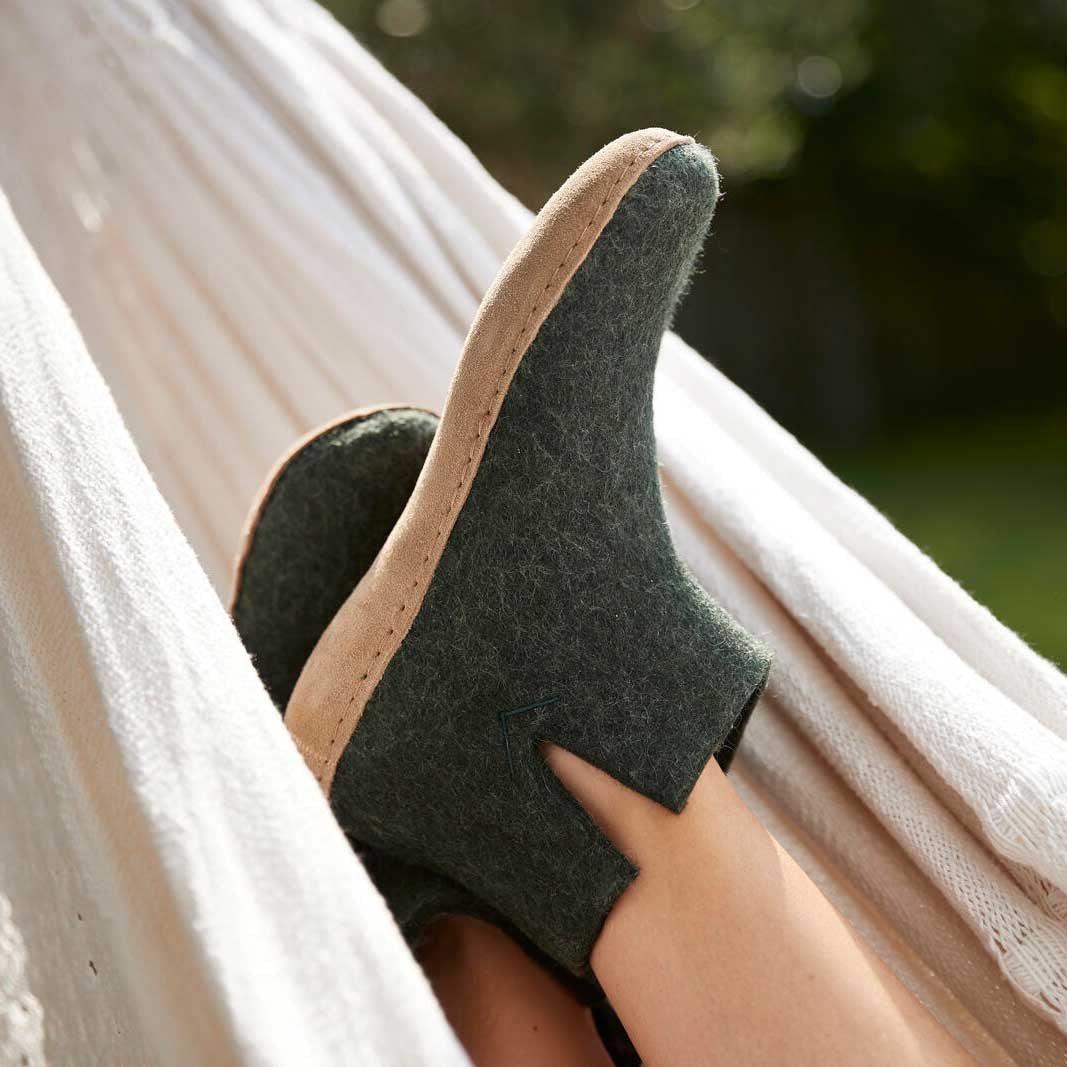 Glerups Stiefel Modell G mit Ledersohle - Dein natürlicher Hüttenschuh aus Gotland-Wolle