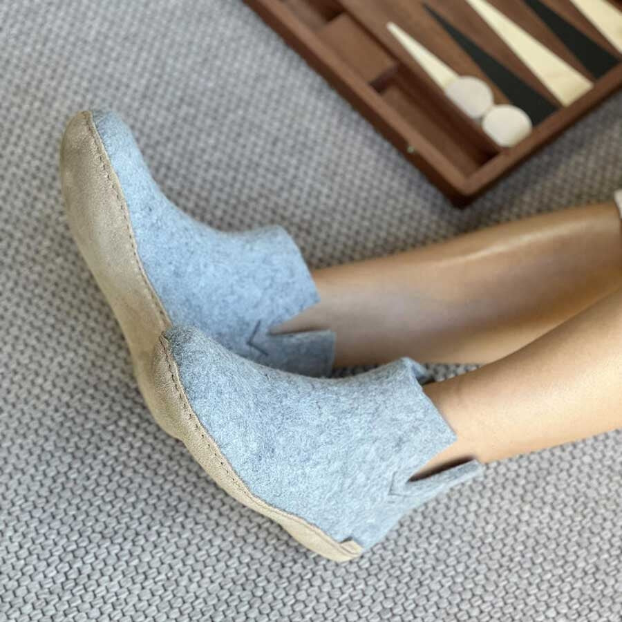 Glerups Stiefel Modell G mit Ledersohle - Dein natürlicher Hüttenschuh aus Gotland-Wolle
