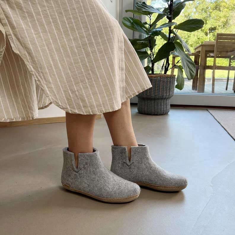 Glerups Stiefel Modell G mit Ledersohle - Dein natürlicher Hüttenschuh aus Gotland-Wolle