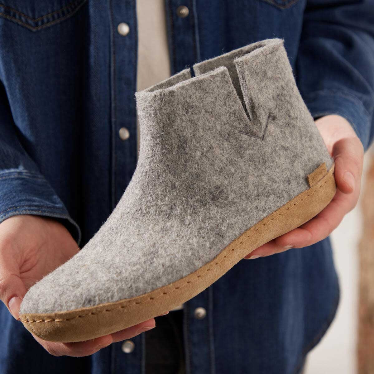 Glerups Stiefel Modell G mit Ledersohle - Dein natürlicher Hüttenschuh aus Gotland-Wolle