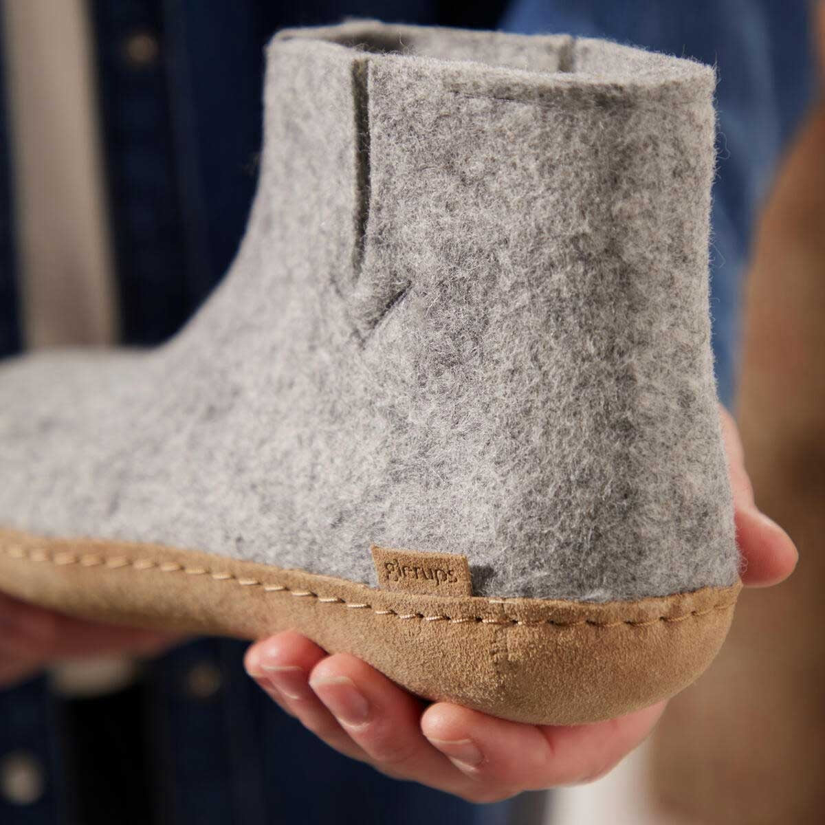 Glerups Stiefel Modell G mit Ledersohle - Dein natürlicher Hüttenschuh aus Gotland-Wolle