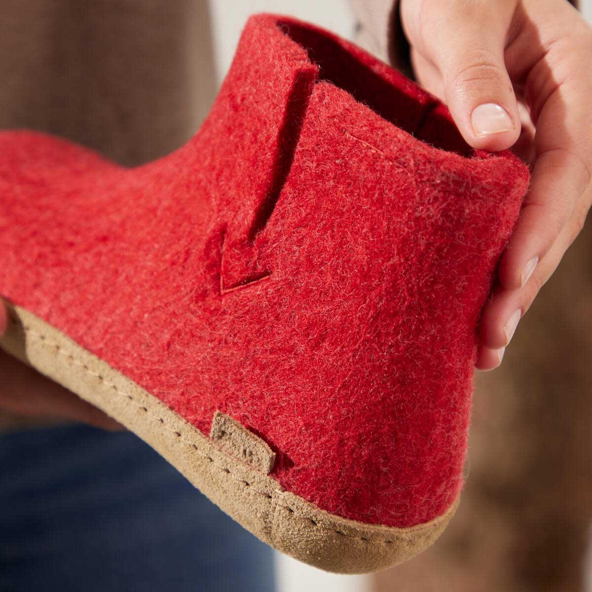 Glerups Stiefel Modell G mit Ledersohle - Dein natürlicher Hüttenschuh aus Gotland-Wolle