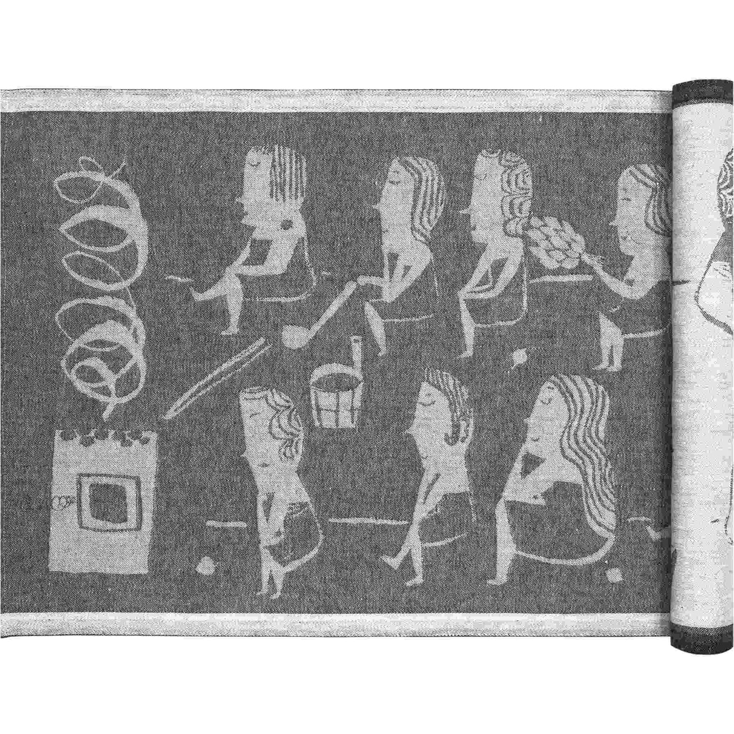 Lapuan Kankurit Naisten (Frauen) Saunasitzauflage 46x150 cm weiß, schwarz