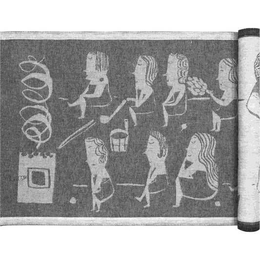 Lapuan Kankurit Naisten (Frauen) Saunasitzauflage 46x150 cm weiß, schwarz
