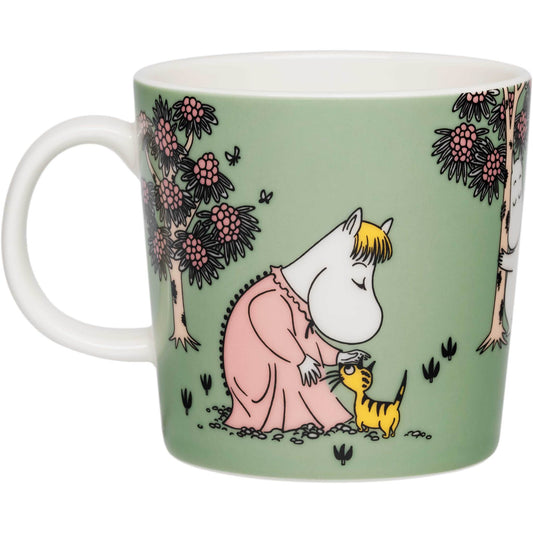 Moomin by Arabia Mumins Liebevolle Fürsorge Tasse  0,3 l grün, rosa,, creme