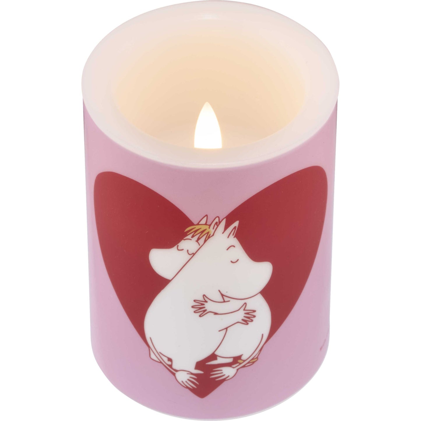 Muurla Mumin Herz LED Kerze rosa, rot, weiß Ø 7,5 cm Höhe 10 cm