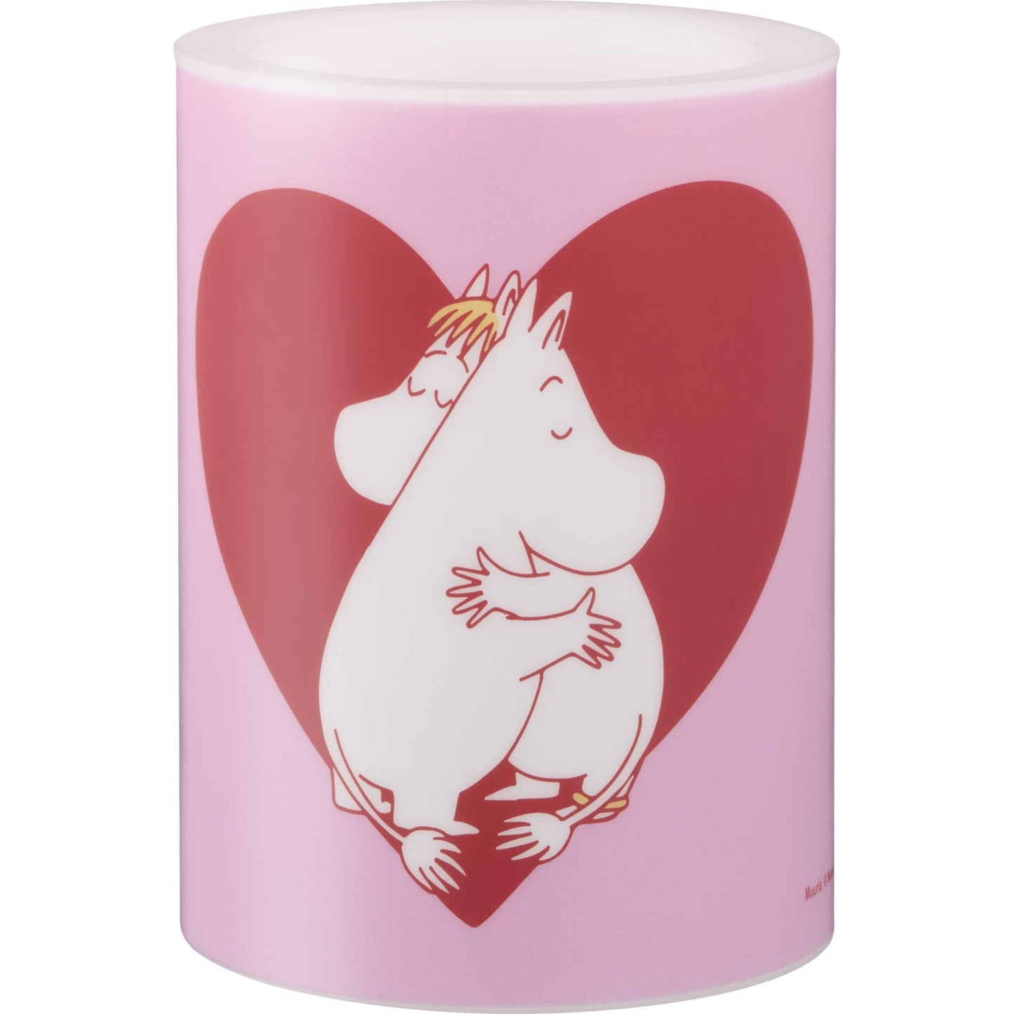 Muurla Mumin Herz LED Kerze rosa, rot, weiß Ø 7,5 cm Höhe 10 cm