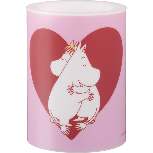 Muurla Mumin Herz LED Kerze rosa, rot, weiß Ø 7,5 cm Höhe 10 cm