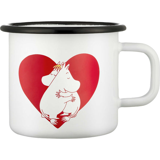 Muurla Mumin Herz Tasse  Emaille 0,37 l  rot, weiß