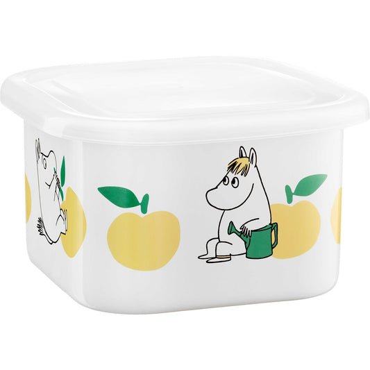 Muurla Mumin Joyful Apples Mumintroll Dose  1 l 14x17x8 cm Emaille gelb, weiß