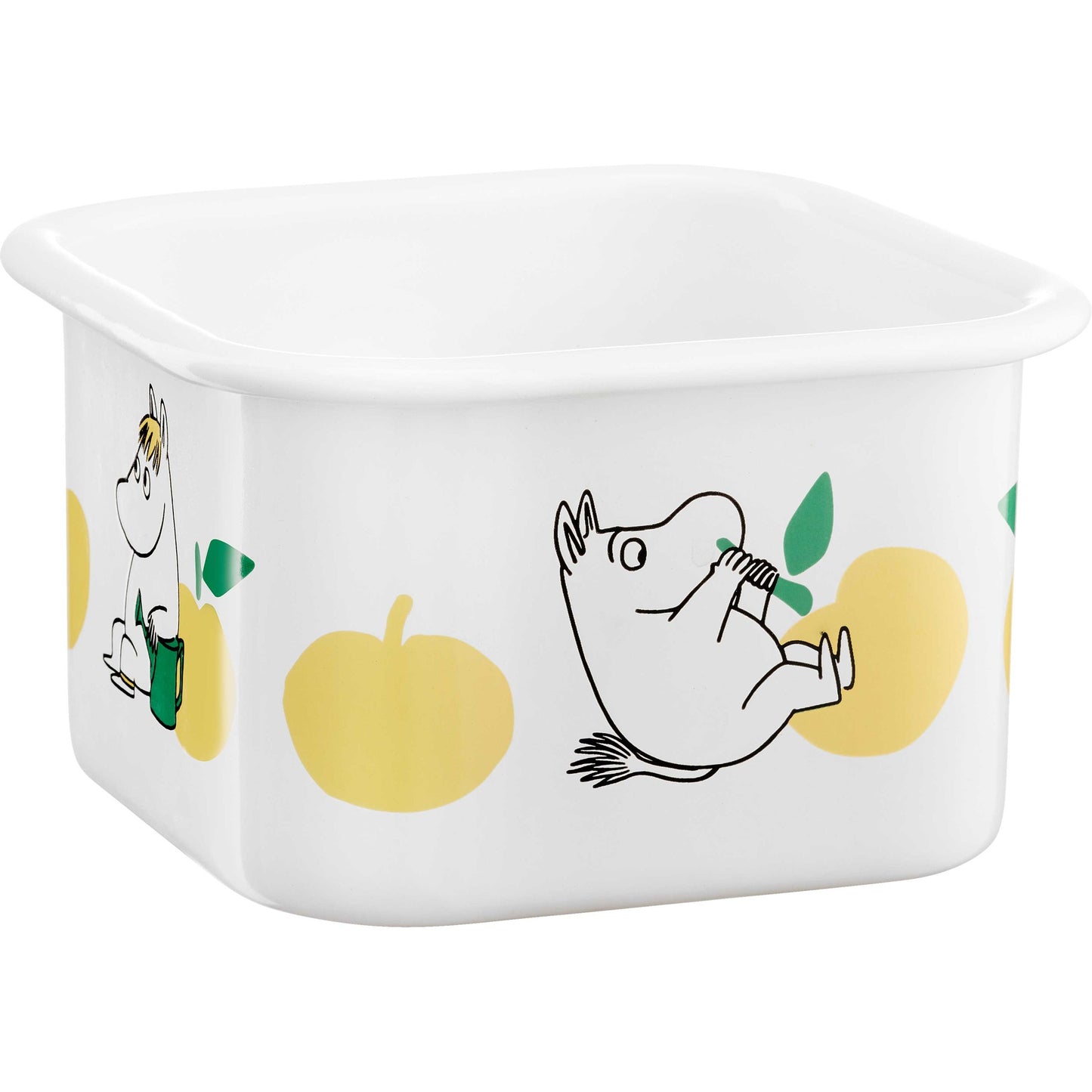 Muurla Mumin Joyful Apples Mumintroll Dose  1 l 14x17x8 cm Emaille gelb, weiß