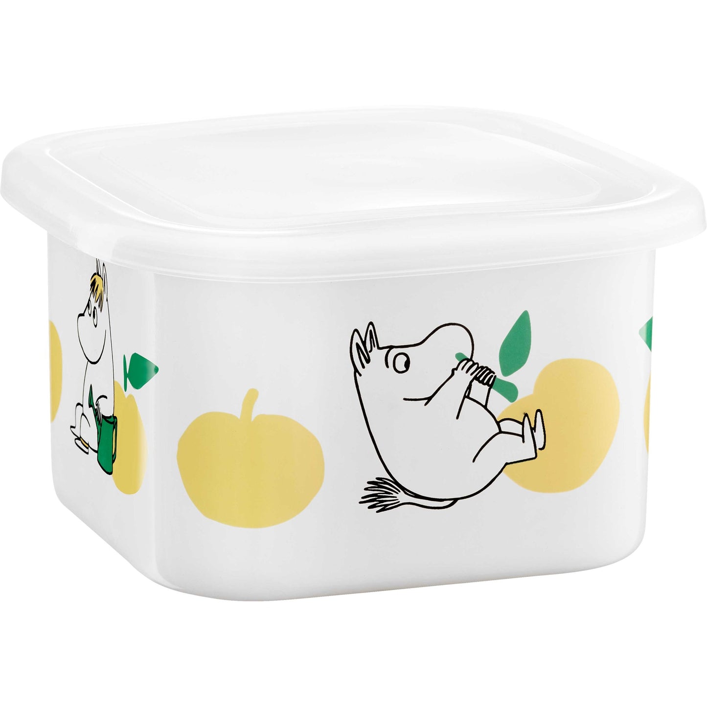 Muurla Mumin Joyful Apples Mumintroll Dose  1 l 14x17x8 cm Emaille gelb, weiß