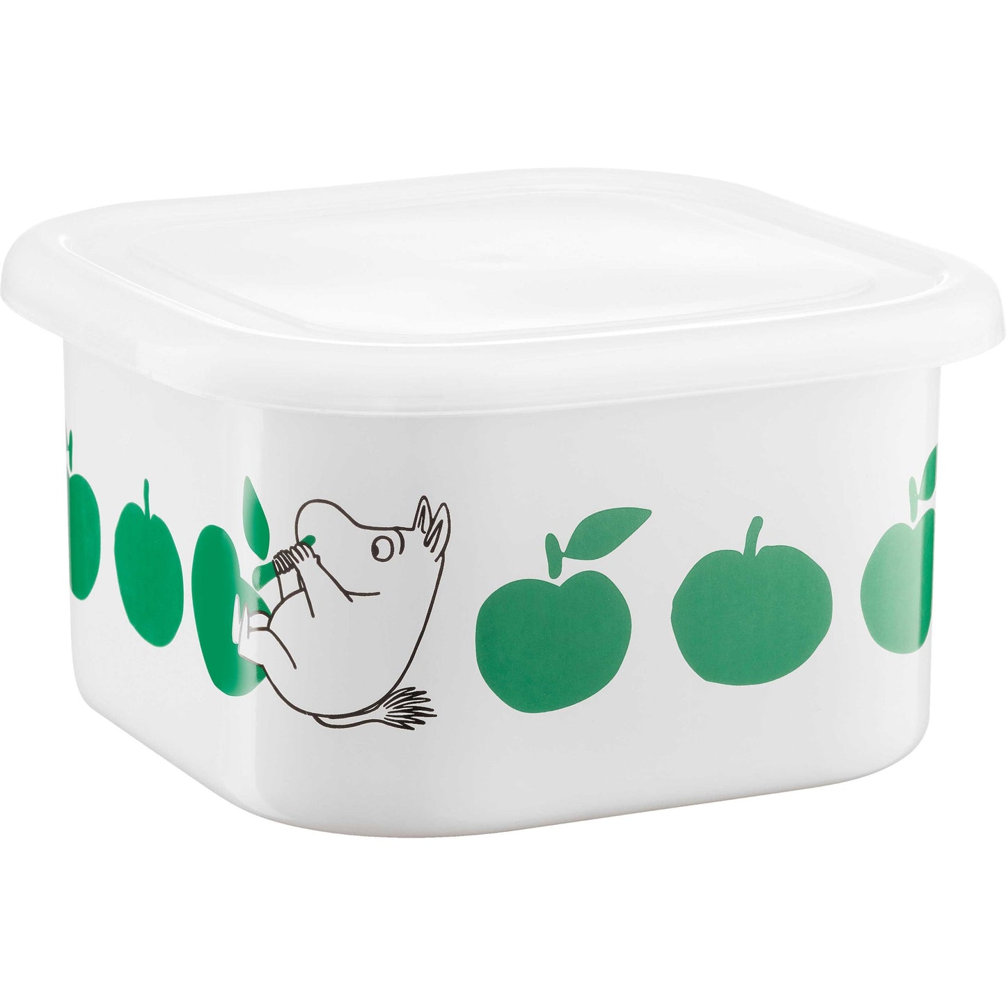 Muurla Mumin Joyful Apples Snufkin Dose 1,5 l 16x16x8,5 cm Emaille grün, weiß