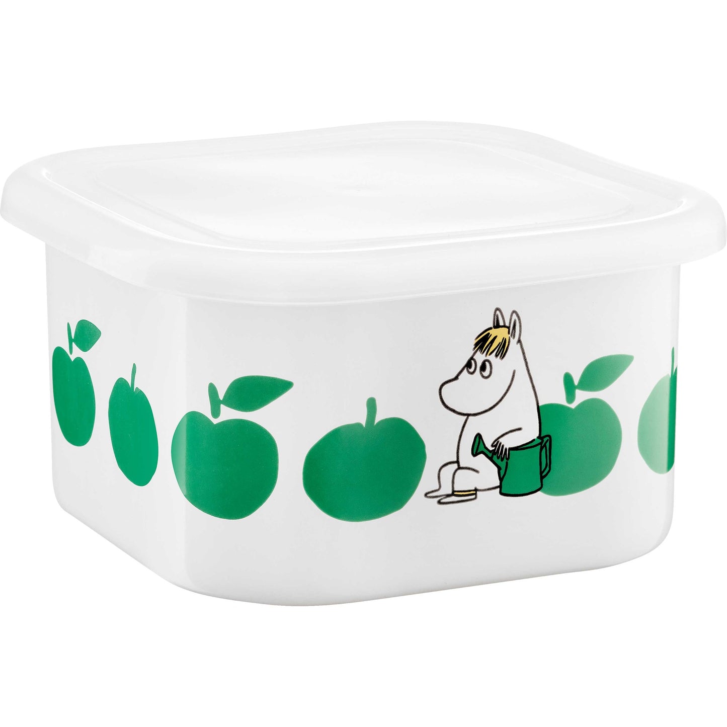 Muurla Mumin Joyful Apples Snufkin Dose 1,5 l 16x16x8,5 cm Emaille grün, weiß