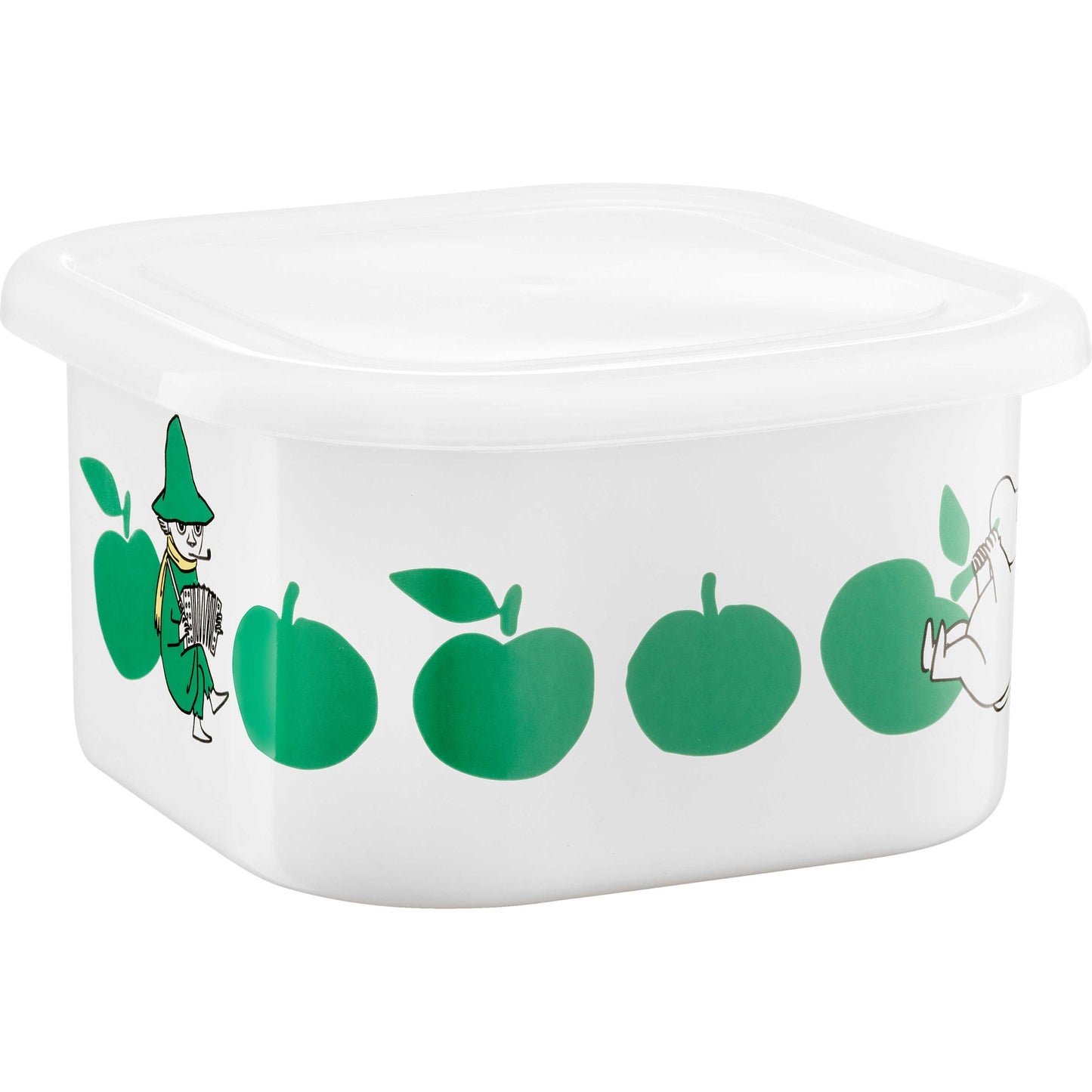Muurla Mumin Joyful Apples Snufkin Dose 1,5 l 16x16x8,5 cm Emaille grün, weiß