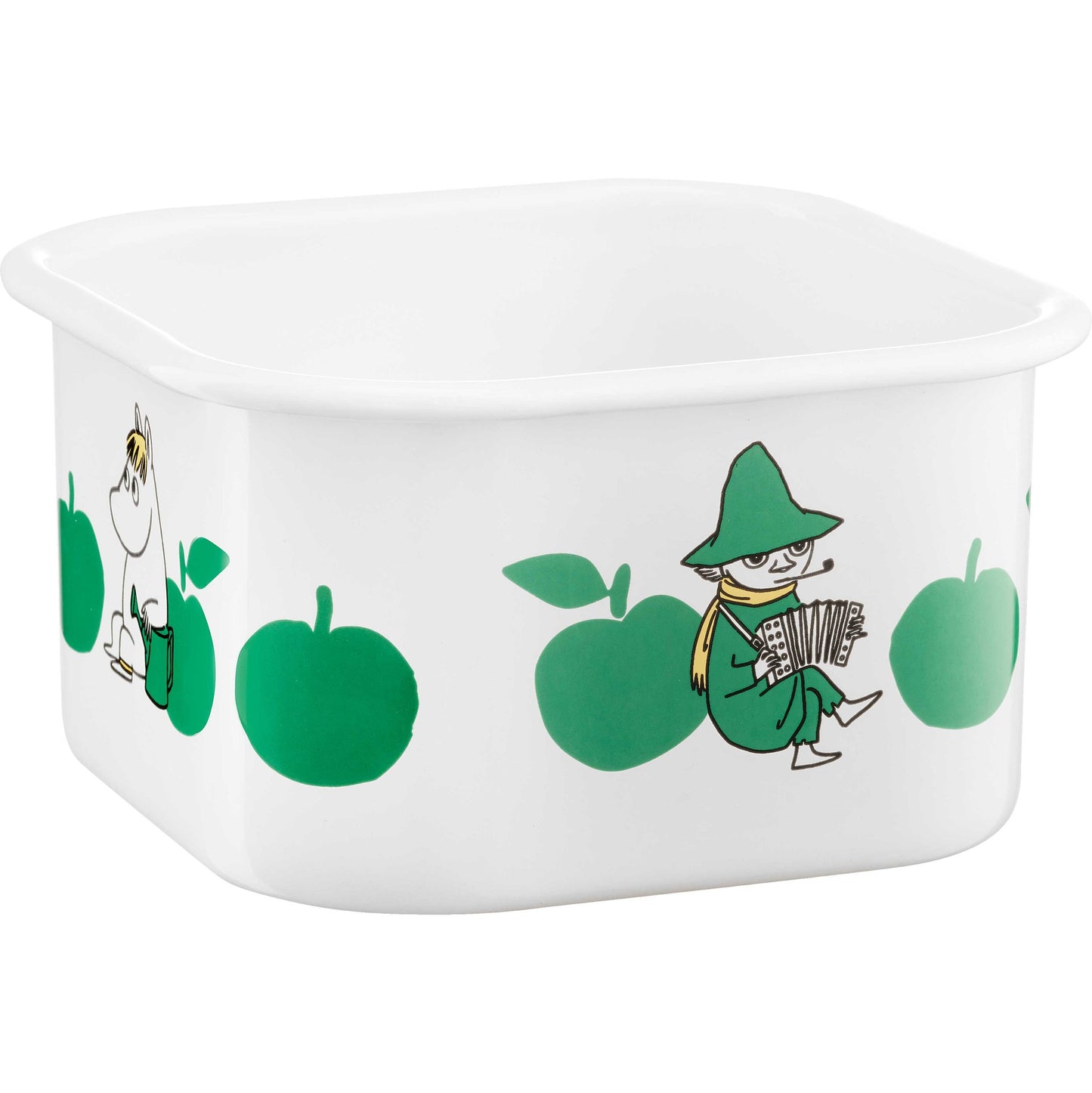 Muurla Mumin Joyful Apples Snufkin Dose 1,5 l 16x16x8,5 cm Emaille grün, weiß
