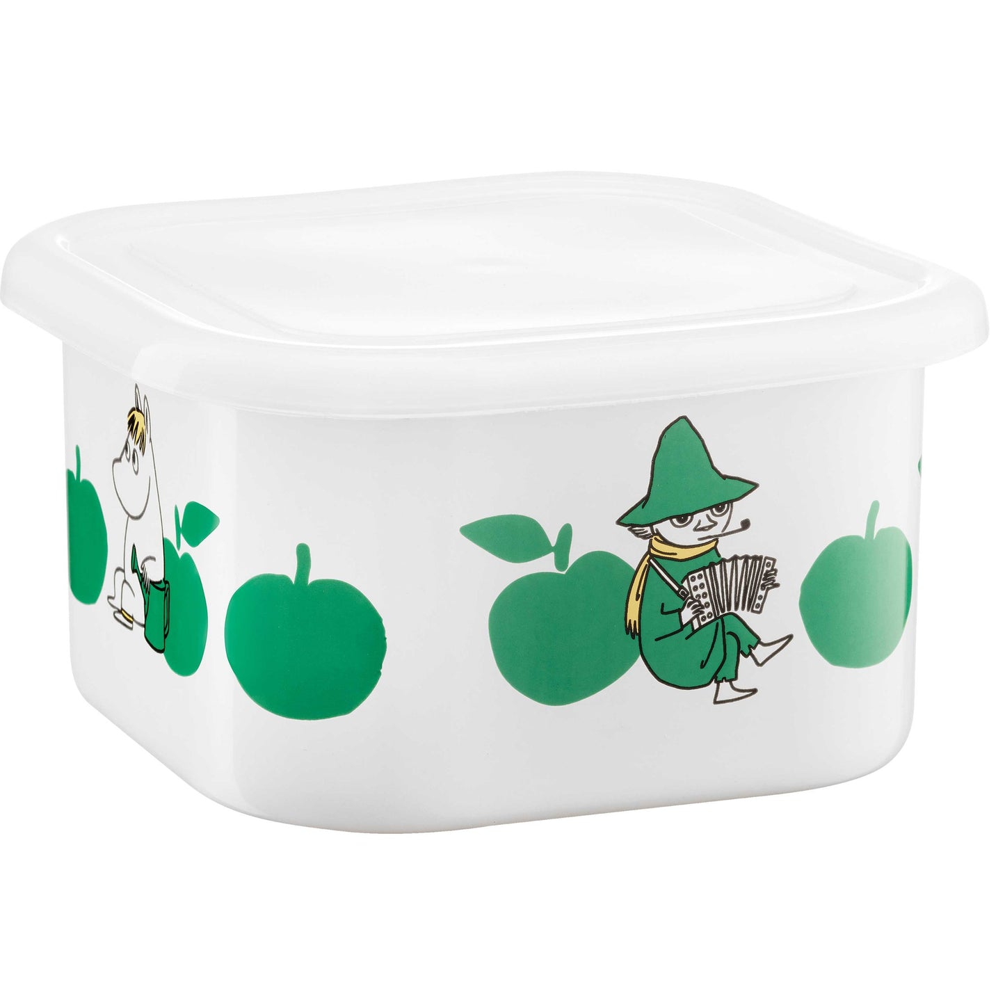 Muurla Mumin Joyful Apples Snufkin Dose 1,5 l 16x16x8,5 cm Emaille grün, weiß