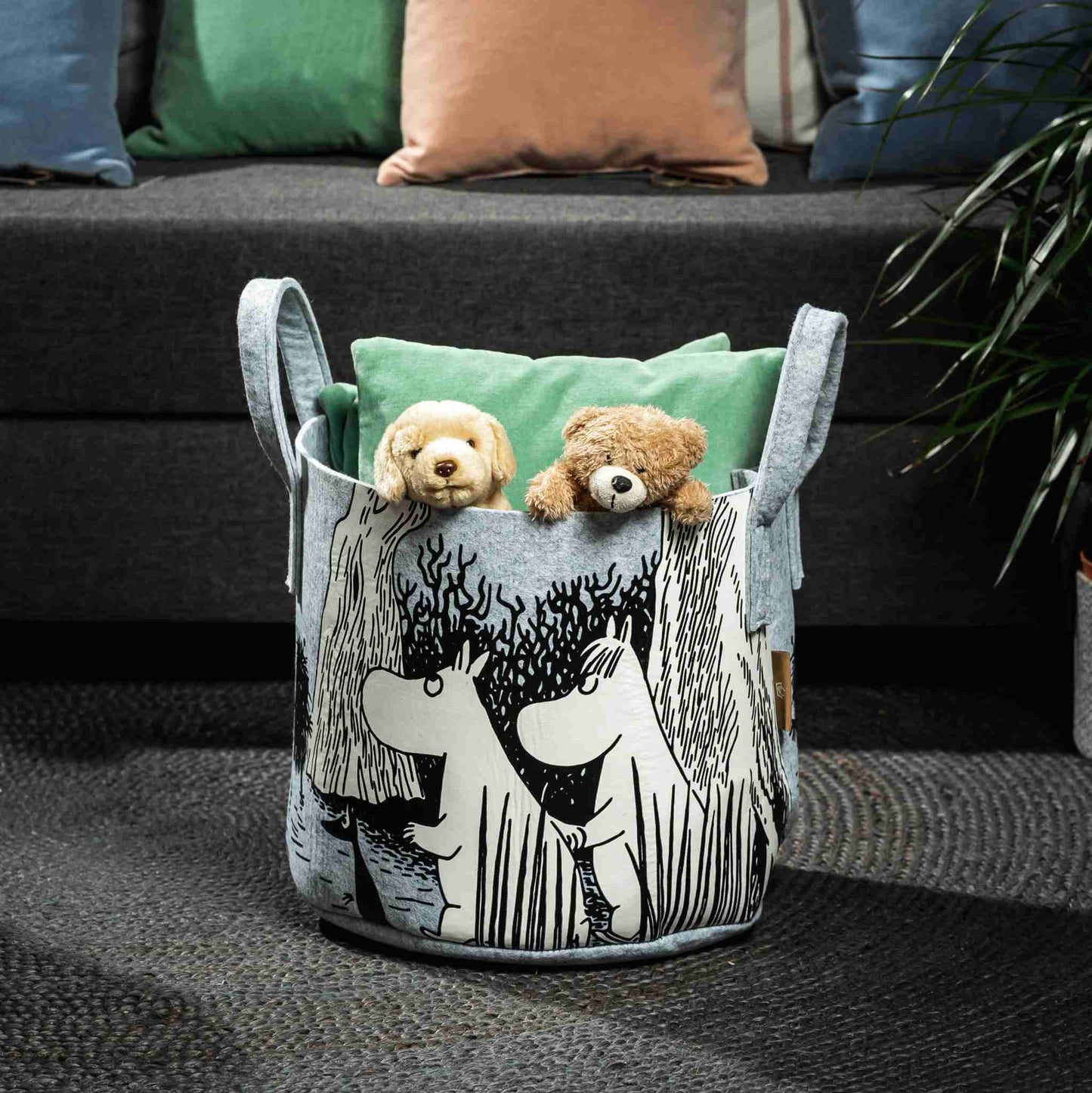 Muurla Mumins Blumenfeld Aufbewahrungskorb aus recyceltem PET Höhe 24 cm Ø 30 cm